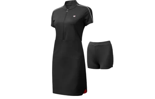 FILA Short Sleeved Dresses Women's Black Stand Collar Short
