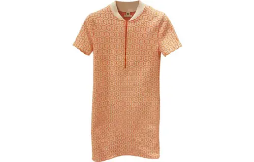 HERMES Short Sleeved Dress Women's Orange Pink