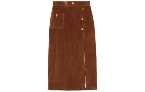 GUCCI Denim Long Skirts Women's Brown Moderate Mid Length Other