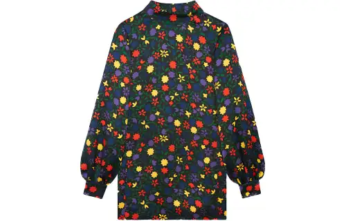SAINT LAURENT Long Sleeved Dresses Women's Multicolor Crew Neck Moderate Short