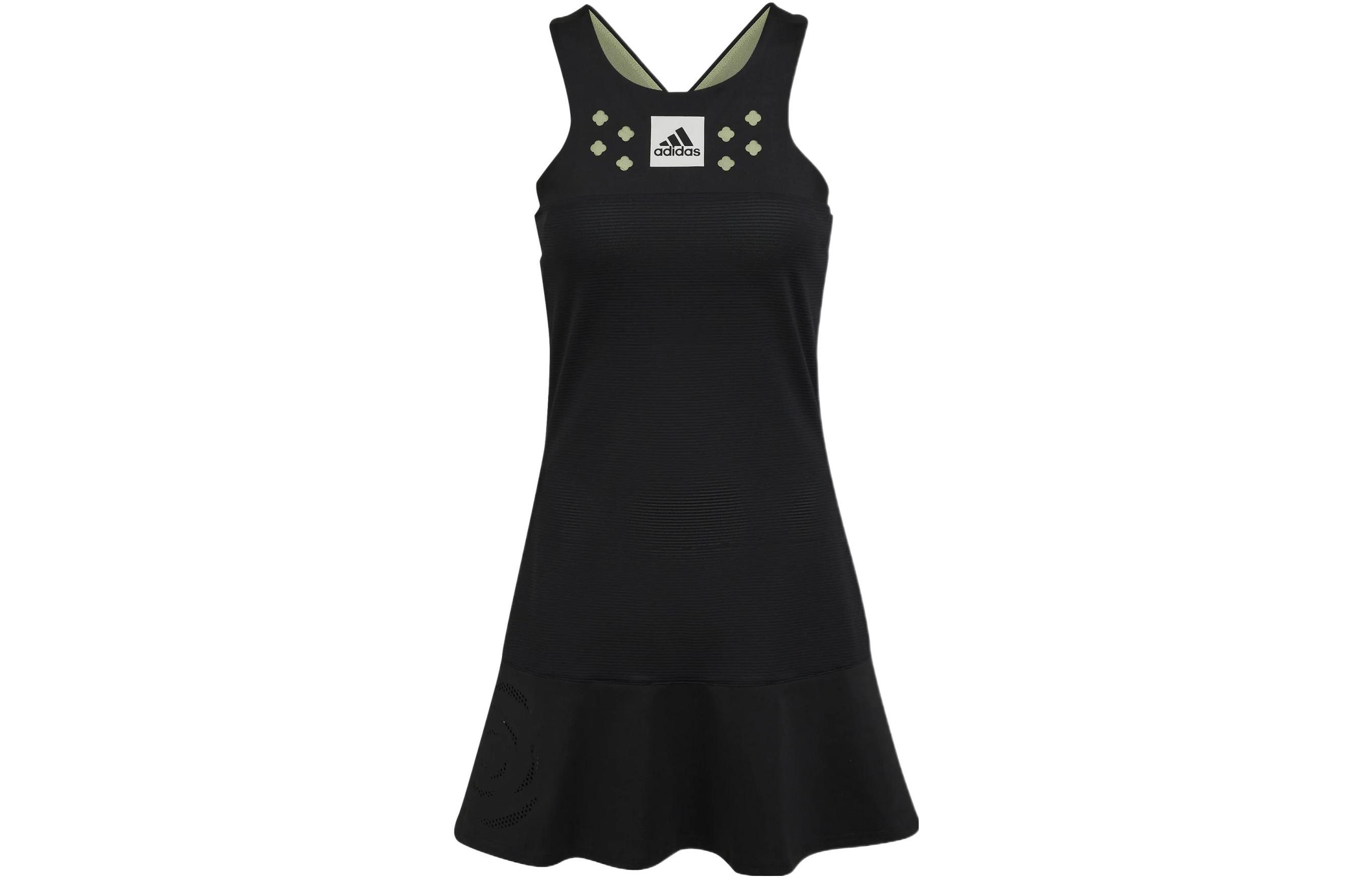 Adidas, fashionable breathable tennis sports black dress with sleeves sleevless, with your logo imprint, slim fit, A-line