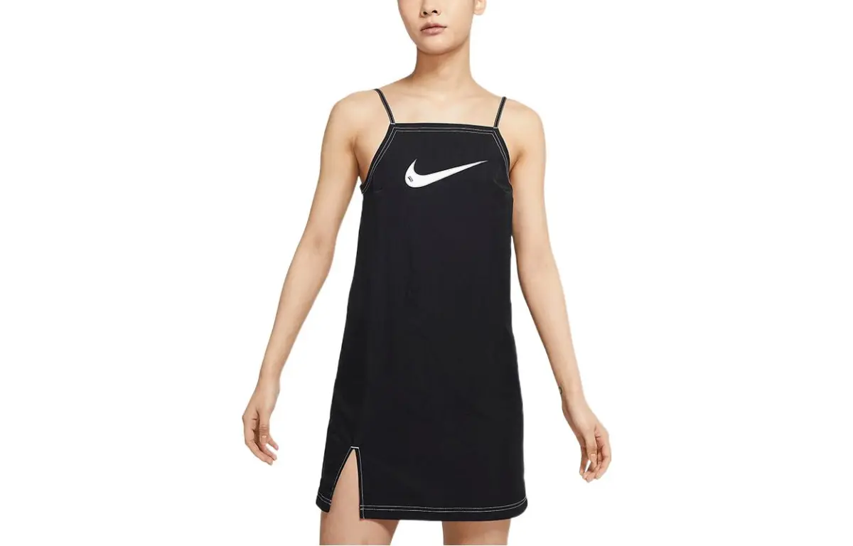 Nike Slip Dresses Women's Black Square Collar Moderate Mid-Length