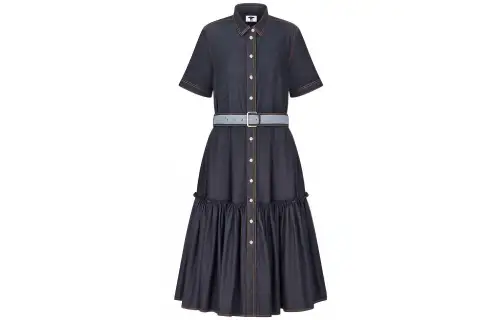 DIOR FW22 Short Sleeved Dress Women's Navy Blue