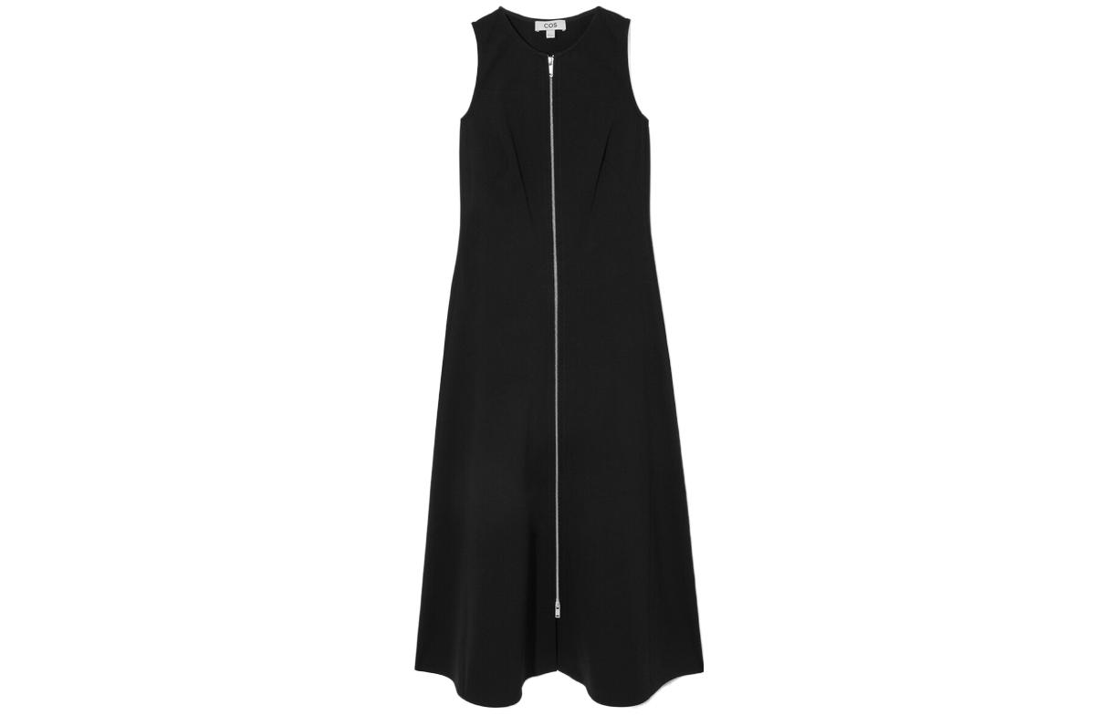 COS Sleeveless Dresses Women's Black Crew Neck Moderate Mid Length