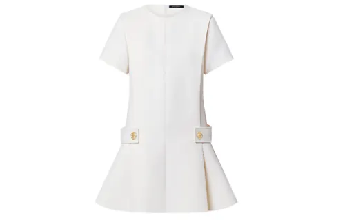 LOUIS VUITTON Short Sleeved Dress Women's White