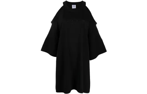 Vetements Long Sleeved Dresses Women's Black Crew Neck Moderate