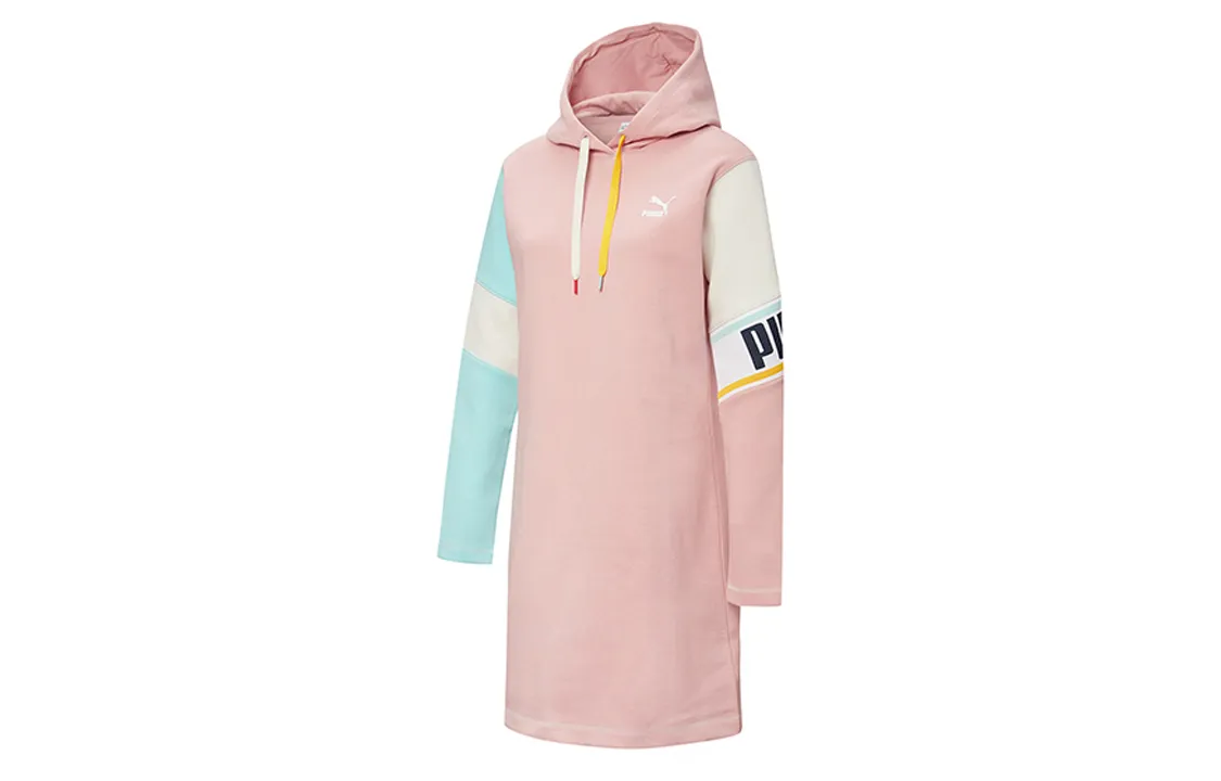 PUMA Long-Sleeved Dresses Women's Wedding Pink Hooded Moderate Mid-Length