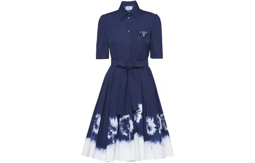 PRADA SS21 Short Sleeved Dress Women's Blue