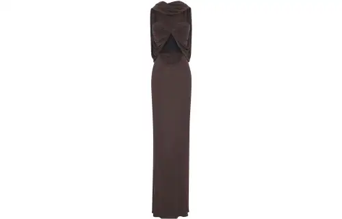 SAINT LAURENT SS23 Sleeveless Dress Women's Chocolate