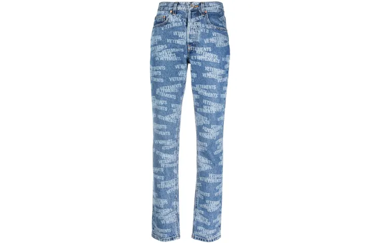 Vetements Jeans Women's Blue Moderate Slim Fit Pants