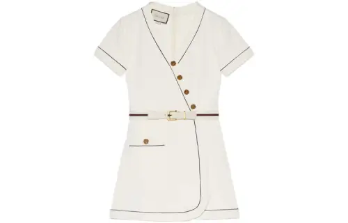 GUCCI SS21 Short Sleeved Dress Women's Ecru