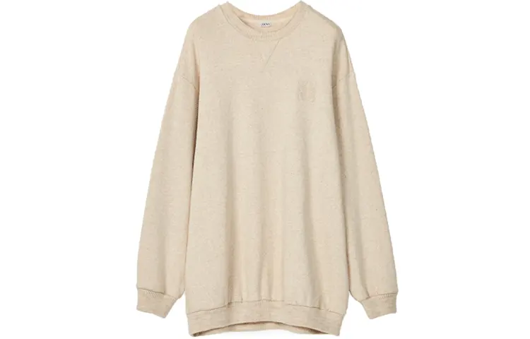 LOEWE Long Sleeved Dresses Women's Beige Crew Neck Moderate Short