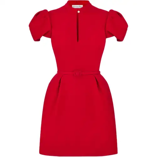 DIOR FW24 Short Sleeved Dress Women's Red