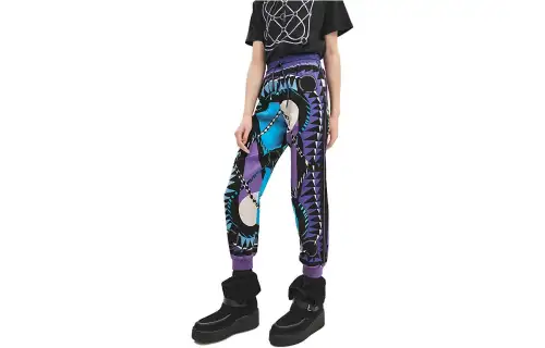 HERMES Knitted Sweatpants Women's Purple Moderate Cuffed Pants