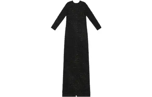 Balenciaga Long Sleeved Dresses Women's Black Crew Neck Moderate Long