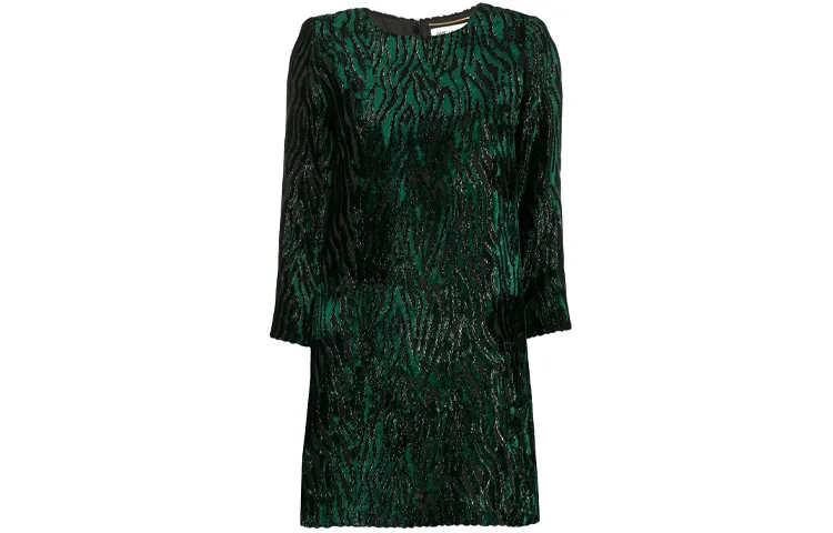 SAINT LAURENT FW21 Long Sleeved Dress Women's Green