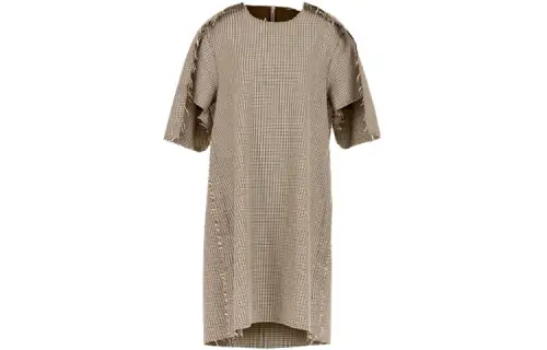Maison Margiela Short Sleeved Dresses Women's Gray Brown Crew Neck
