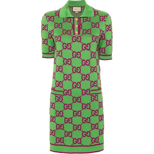 GUCCI Short Sleeved Dress Women's Green