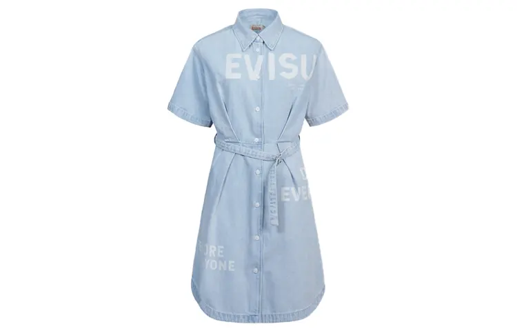 Shirt, denim skirt, mini-skirt, blue short sleeve dress