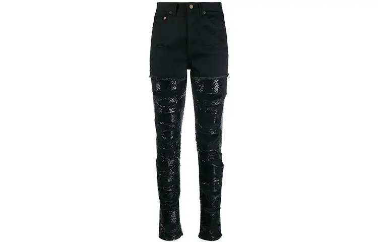 Saint Laurent sequin-embellished ripped skinny jeans