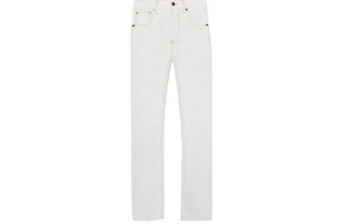 SAINT LAURENT Jeans Women's Gray White Moderate Slim Fit Pants