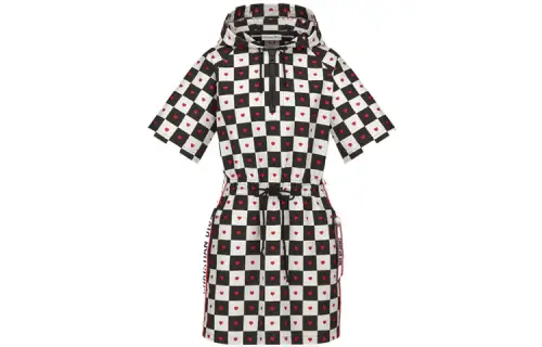 DIOR Short Sleeved Dresses Women's Black White Red Hooded Moderate Short