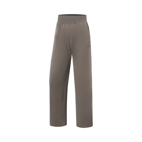 Li Ning Fitness Series Sports Fleece Lined Thermal Casual Pants Women's Tree Gray Brown