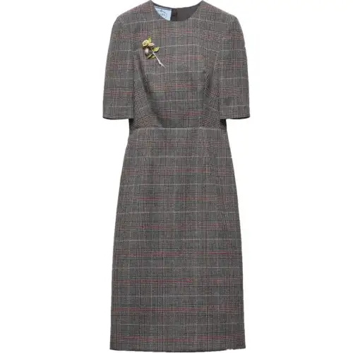 PRADA SS24 Short Sleeved Dress Women's Gray