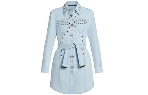 LOUIS VUITTON Long Sleeved Dress Women's Blue