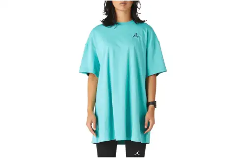 Jordan ESSENTIALS Short Sleeved Dresses Women's Turquoise Crew Neck Moderate Short