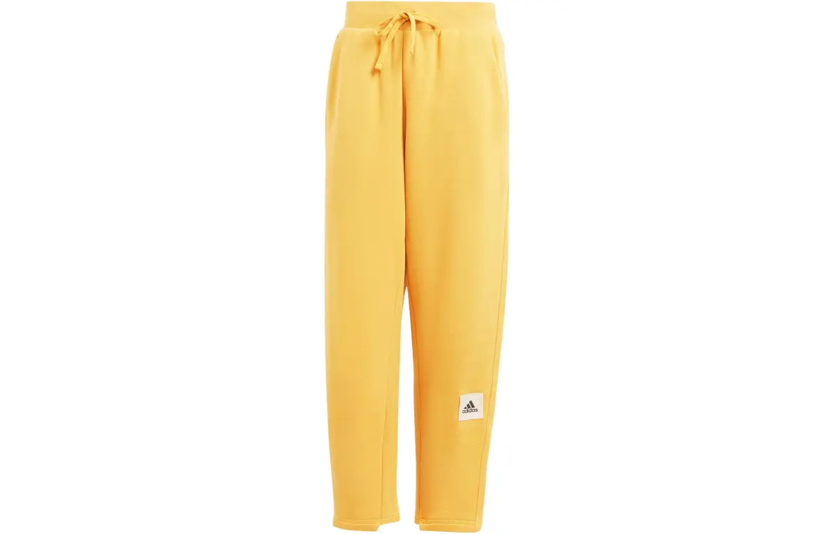 Adidas Lounge Knitted Sweatpants Women's Yellow Moderate Tapered Pants