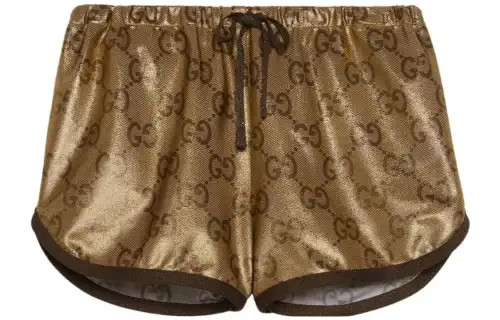 metallic monogram drawstring shorts