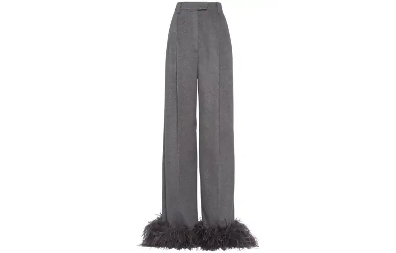 PRADA Feather trim Cashmere Trousers
