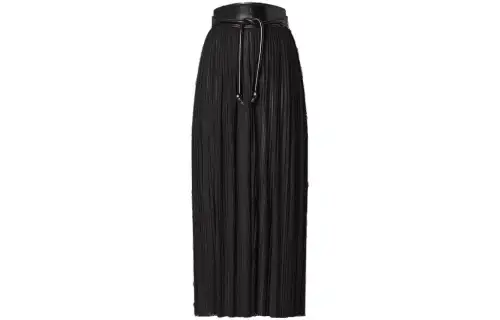 LOUIS VUITTON Knit Long Skirts Women's Black Long Pleated Skirt