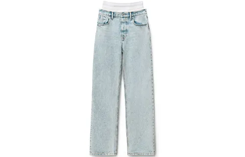 Alexander Wang Denim Trousers Women's Pebbled Bleached White