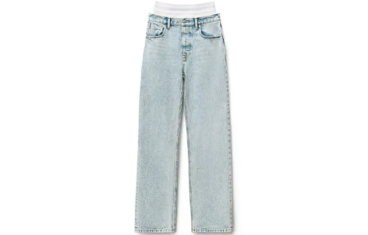 Alexander Wang Denim Trousers Women's Pebbled Bleached White