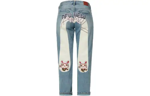 EVISU Jeans Women's Denim Blue Moderate Tapered Pants