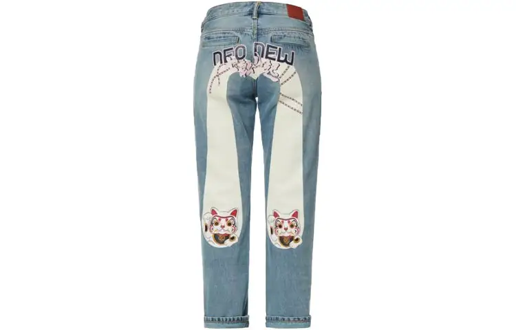 EVISU Jeans Women's Denim Blue Moderate Tapered Pants