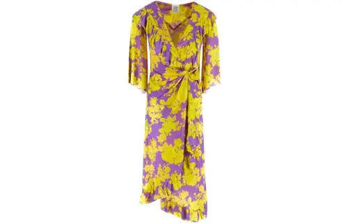 Vetements Long Sleeved Dresses Women's Multicolor V Neck