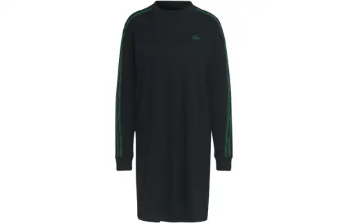 Adidas Originals Long Sleeved Dresses Women's Black Crew Neck Moderate Mid Length