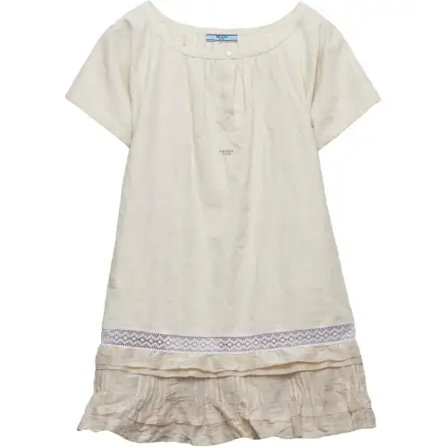 PRADA Embroidere logo Linen Dress