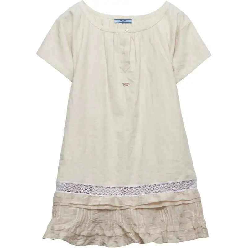 PRADA Embroidere logo Linen Dress