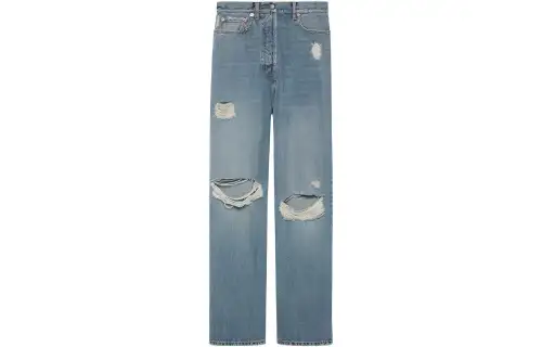 GUCCI Jeans Women's Light Blue Moderate Ripped Pants
