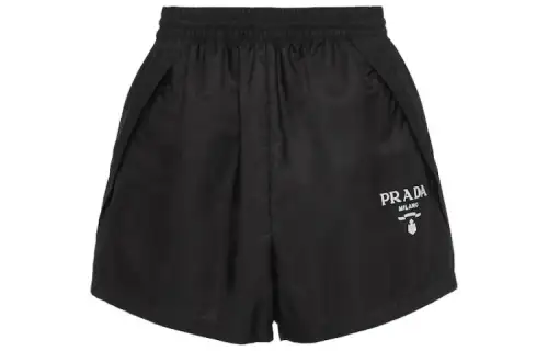 PRADA Logo Printed Elastic Waist Shorts