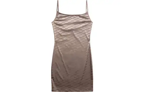 Balenciaga All Over Logo Printed Open Back Mini Dress