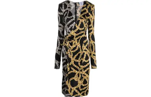 Vetements Long Sleeved Dresses Women's Black V Neck