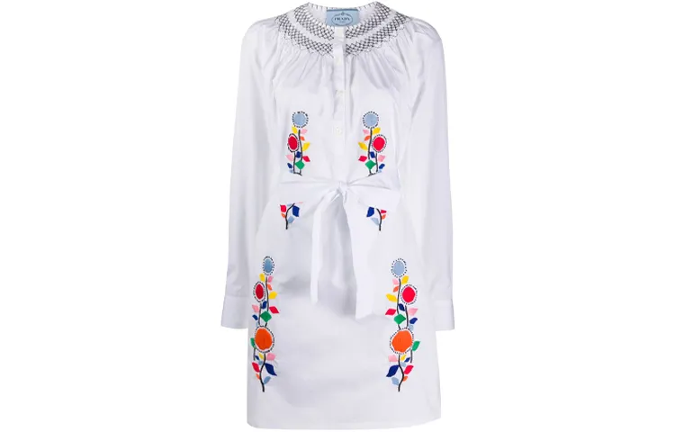 PRADA Long Sleeved Dress Women's White
