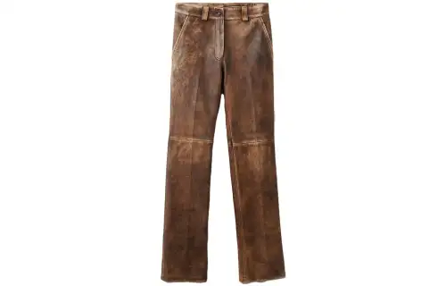 MIU MIU Leather Pants Women's Brown Moderate Straight Fit Pants