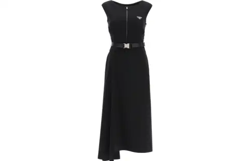 PRADA Sleeveless Dresses Women's Black Crew Neck Moderate