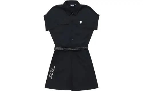 FILA FUSION Fila trendy brand QR solid color loose woven jumpsuit women's style